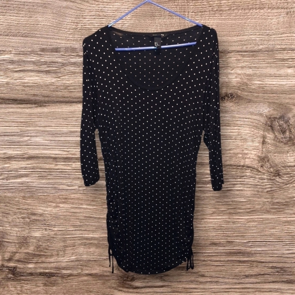 H&M Black Polka Dot Tunic Shirt Extra Large